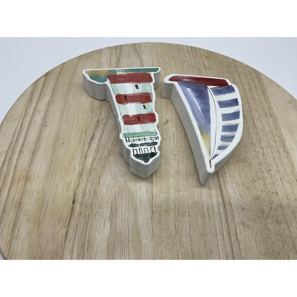 Hobby Lobby Boat Lighthouse Wall Plaques Set Of 2 Small Nautical Beach Decor